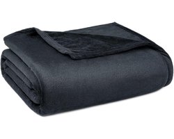 Fleece deken, queensize, 380 g/m², superzachte banksprei, grote plaid voor bank, flanellen pluizige deken voor bed en bank, reizen, donkergrijs, 200 x 230 cm