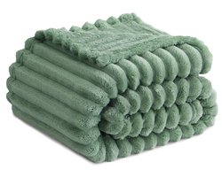 Fleece deken - Zacht en warm - voor op de bank, als sprei of knuffeldeken - Groen - 150x200 cm