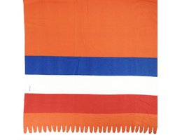 fleece deken/dekentje/plaid - polyester - oranje boven - 120 x 150 cm