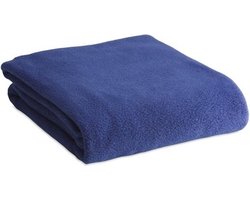Fleece deken/plaid Cosy - blauw - 120 x 150 cm - Polyester fleece - 180 gram - lekker warm kleedje
