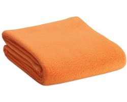 Fleece deken/plaid Cosy - oranje - 120 x 150 cm - Polyester fleece - 180 gram - lekker warm kleedje
