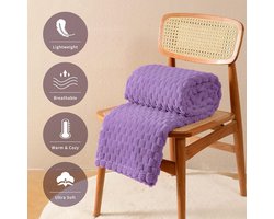 Fleece knuffeldeken, extra zachte pluizige dekens, lichte, gezellige microvezel bankdeken, wollen deken voor kantoor, stoel en camping, 150 x 200 cm, lavendel