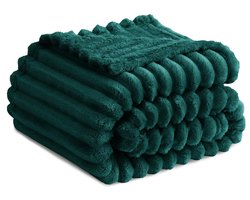 Fleece Knuffeldeken - Zacht en Warm - Woondeken voor op de Bank - Donkergroen - 150x200 cm
