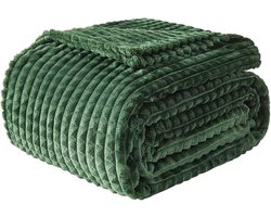 Fleece Plaid - Zacht Warm en Pluizig - Donkergroen 130x150 cm