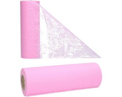 Fleece Tafelloper 23 cm x 20 m - Decoratieve Tafeldecoratie voor Bruiloft, Doop en Feest (Roze)
