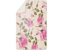 Fleecedeken Bloem Roze Rozen, 96x146cm, Polyester Sherpa, Print deken, FD2024986