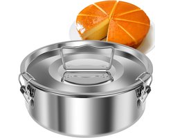 Flensvorm met deksel, flensvorm van roestvrij staal met handvat, draagbare machine voor het bakken van ronde taarten, geschikt voor cheesecake, chocolade, cupcake en pudding.