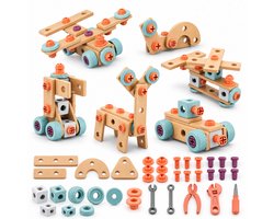 Flero Kinder Gereedschapsset - Houten Schroevendraaier Speelgoed met Gereedschapskist - Educatief Constructiespeelgoed voor Fijne Motoriek en Rollenspel - Montessori Speelgoed vanaf 3 Jaar - Verjaardagscadeau, Sinterklaascadeau