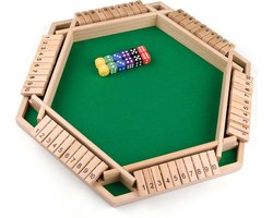 Flero Shut The Box, Houten Dobbelspel, Klepspel - Bordspel voor 6 Spelers met Klepjes en Dobbelstenen - Montessori Reken- en Tactiekspel voor Kinderen, Volwassenen en Ouderen vanaf 3 Jaar - Familiespel, Reisspel, Cadeau (Groen)