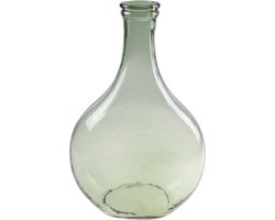 Fles model bloemenvaas/vazen van glas in het groen met Hoogte 34 cm en diameter 21.5/11 cm - Bloemen/boeketten