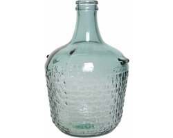 Fles vaas/bloemenvaas recycled glas lichtblauw 20 x 30 cm