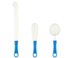 Flesborstel voor wijnkaraf, set van 3 borstels voor vazen en glazen, glaswerk, decanteerkaraf, reinigingsborstel om moeilijk bereikbare plekken te bereiken, zoals champagneglazen