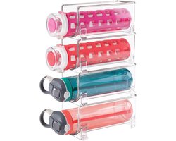 Fleshouder voor waterflessen en drinkflessen - stapelbaar - doorzichtig - set van 4 water bottle organizer
