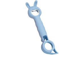 Flesopener - Dekselopener Voor Potten - 4-In-1 Potopener - Allesopener - Blauw - 20*5 cm - PP, RVS - Pottenopener - Hulpmiddelen Voor Ouderen - Bieropener - Voor Huiskeuken, Bars - Blikopener - Keukengereedschap