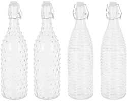 Flessen met Beugel - Glazen Karaffen - Dranken Bewaren - Luchtdichte Sluiting - 1 Liter - Transparant