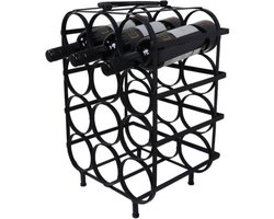 Flessen Rek - Wijnkast - Wijnrek Muur - Flessenrek Hout en Staal - Barkast - Wijn Kast - Drankkast Industrieel - Barmeubel Voor Drank - 35x25x50 - Wood Selections
