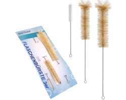 Flessenborstel Set 3-delig – 12, 18 & 21 cm – Vaatwasbestendige Reinigingsborstels – Smalle Borstel voor Flessen, Rietjes, Glazen & Herbruikbare Drinkflessen