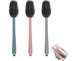 Flessenborstel Set van 3 - Siliconen Borstels voor Flessen, Karaffen en Thermoskannen - Perfect voor Babyflessen en Koffiepotten