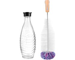 Flessenborstel voor glazen karaf - Reinigingsborstel met anti-kras wollen kop - Krasvrije flessenreiniger - Zacht reinigingsmiddel - Voor SodaStream Crystal - 0,6 liter