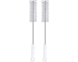 Flessenborstel wit 2 stuks - babyfles afwasborstel - flessenreiniger - Ikea karaf borstel - afmeting 31x4cm