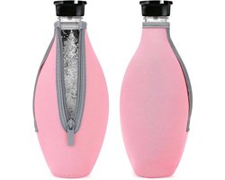 Flessenhoes - Glazen Fles - Geïsoleerd - Neopreen - Waterfles - Cover - Rits - Houder - Roze - 1 Pack - Compatibel met - SodaStream - Karaf.