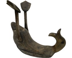 Flessenhouder eend bruin grijs hout 35 x 28 cm | 844869 | Stoer & Sober Woonstijl