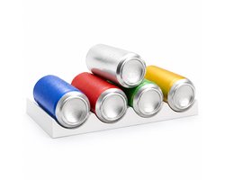 Flessenhouder Koelkast - Koelkast Flessenrek - 4 Vakken - Koelkast Organizer Voor Flessen en Blikjes - Ruimtebesparend Drank Rek - Stapelbare Opberghouder - 29,3 x 10 cm - Wit Kunststof