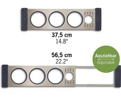 Flessenhouder voor 3 flessen bijv. glazen karaffen van het merk SodaStream of thermobeker. Flessenafdruiprek boven de gootsteen. Roestvrij staal, beschermende ringen siliconen