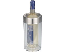 Flessenkoeler transparant, houder voor het koelen van wijn, champagne, frisdrank of frisdranken, dubbelwandig, afmetingen: ca. Ø 12 x H 19,5 cm