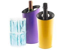 Flessenkoeler voor Wijn en Champagne - Voor perfecte Koeling, Geel en Paars, 2 Stuks