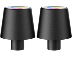 Flessenlamp - 2 Stuks- Tafellamp - Flessenlamp RGB - RGB - Zwart - Usb-C Oplaadbaar - Oplaadbare Tafellamp - Warm wit - Touch Dimbaar - LED