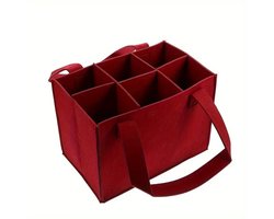 Flessenrek met 6 flessen, flessentas, vilten flessenmand, herbruikbare herentas, biertas, vilten dranktas, drankmand voor 6 flessen, picknicktas voor feestjes - donkerrood