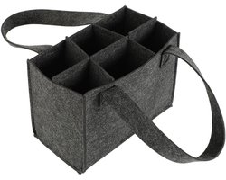 Flessenrek met 6 flessen, flessentas, vilten flessenmand, herbruikbare herentas, biertas, vilten dranktas, drankmand voor 6 flessen, picknicktas voor feestjes - grijs