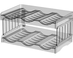 Flessenrek Stapelbaar 2 STUKS Flessenorganizer Kast Waterflessen Wijnfleshouder Plank Plastic Koelkast Opslag Transparant Wijnrek Houdt Opbergstandaard voor Keuken Kantoor