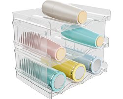 Flessenrek, stapelbaar, wijnrek, 3 niveaus, stapelbaar, koelkastorganizer, wijnrek, kleine wijnfleshouder, voorraadkamer, organizer, flessenhouder voor keukenwerkblad