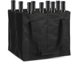 Flessentas voor 12 Flessen (45x27x27cm), Inklapbare Flessenhouder, Bier, Wijn, Champagne Flessenmand met Scheidingswanden, Anti-collision, Herbruikbare Wijnflessenhouder voor Picknicks, Kamperen