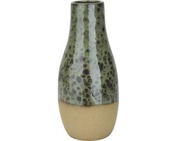 Flesvaas keramiek groen 13 x 28 cm - Keramieken vazen