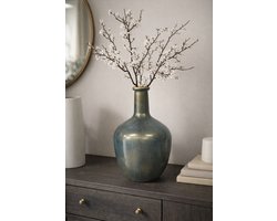 Flesvaas Peacock | Blauw - Groen - Goud | Glas | D15xH31,5 cm