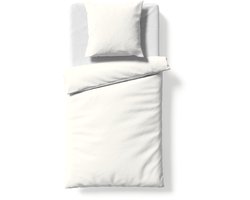 Fleuresse 135 x 200 cm Colours beddengoed | 1x dekbedovertrek en 1x kussensloop (80 x 80 cm) | effen mako-satijn beddengoed van 100% katoen | wasbaar op 60 graden | wolwit