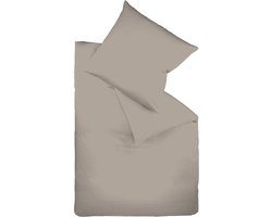 Fleuresse 135 x 200 cm Colours beddengoed | 1x dekbedovertrek en 1x kussensloop (80 x 80 cm) | interlock jersey beddengoed van 100% katoen | wasbaar op 60 graden | taupe
