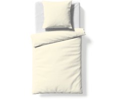 Fleuresse 200 x 220 cm Colours beddengoed | 1x dekbedovertrek en 2x kussensloop (80 x 80 cm) | effen mako-satijn beddengoed van 100% katoen | wasbaar op 60 graden | natuur