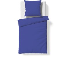 Fleuresse 200 x 220 cm Colours beddengoed | 1x dekbedovertrek en 2x kussensloop (80 x 80 cm) | effen mako-satijn beddengoed van 100% katoen | wasbaar op 60 graden | kobaltblauw