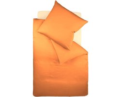 Fleuresse 200 x 220 cm Colours beddengoed | 1x dekbedovertrek en 2x kussensloop (80 x 80 cm) | effen mako-satijn beddengoed van 100% katoen | wasbaar op 60 graden | oranje