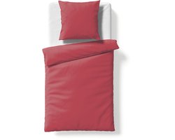 Fleuresse 240 x 220 cm Colours beddengoed | 1x dekbedovertrek en 2x kussensloop (80 x 80 cm) | effen mako-satijn beddengoed van 100% katoen | wasbaar op 60 graden | rood