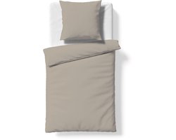 Fleuresse 240 x 220 cm Colours beddengoed | 1x dekbedovertrek en 2x kussensloop (80 x 80 cm) | effen mako-satijn beddengoed van 100% katoen | wasbaar op 60 graden | taupe