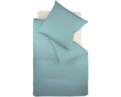 Fleuresse 240 x 220 cm Colours beddengoed | 1x dekbedovertrek en 2x kussensloop (80 x 80 cm) | effen mako-satijn beddengoed van 100% katoen | wasbaar op 60 graden | aqua