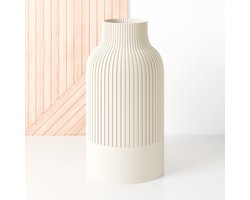 Fleuriek - Brede Vaas - Beige - H40 cm - Japandi Vaas - Minimalistisch design - Bloemenvaas van bio kunststof - Japandi living decoratieve vaas