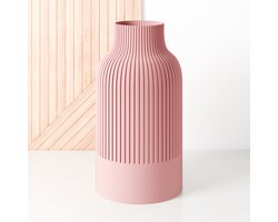 Fleuriek - Brede Vaas - Roze - H40 cm - Japandi Vaas - Minimalistisch design - Bloemenvaas van bio kunststof - Japandi living decoratieve vaas