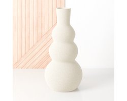 Fleuriek - Grote vaas Beige - H40 cm - Hoge bolvaas voor binnen of als decoratieve bloemenvaas, gekleurde ronde vaas van bio-kunststof - Vaas structuur