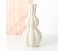 Fleuriek - Grote vaas Beige - H50 cm - Bolvaas voor droogbloemen of als decoratieve bloemenvaas, ronde design vaasjes van bio-kunststof - Vaas met structuur